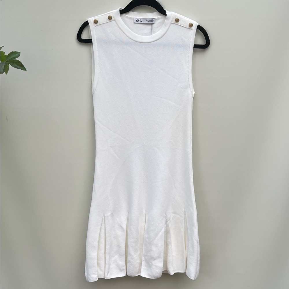 Zara White Sleeveless Midi Dress